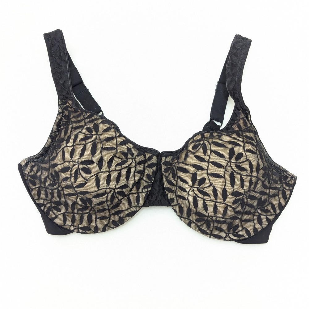 Olga Womens 38D Black Lace Minimizer Bra Underwire Style 35519 Comfort EUC